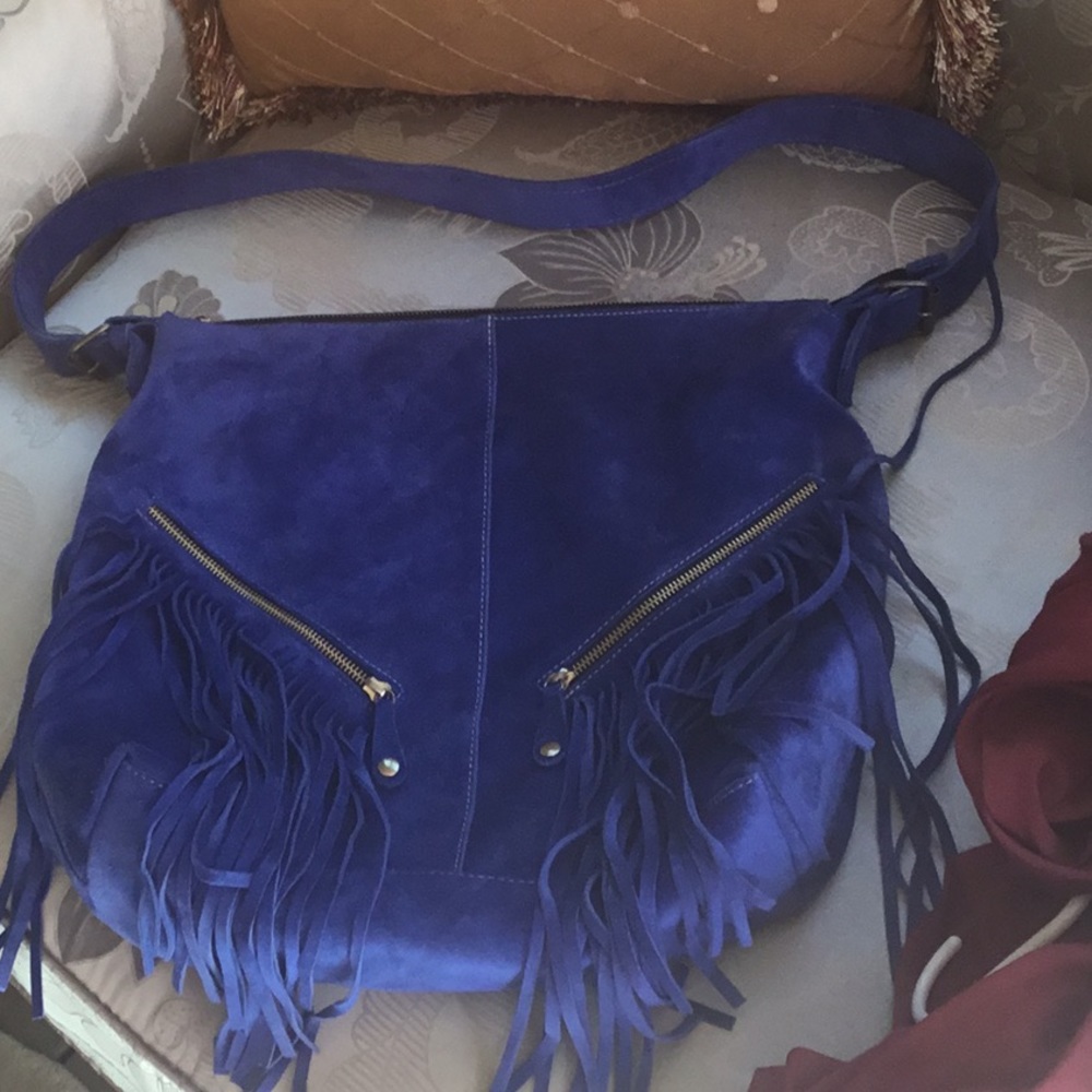 Beautiful Blue Suede Handbag